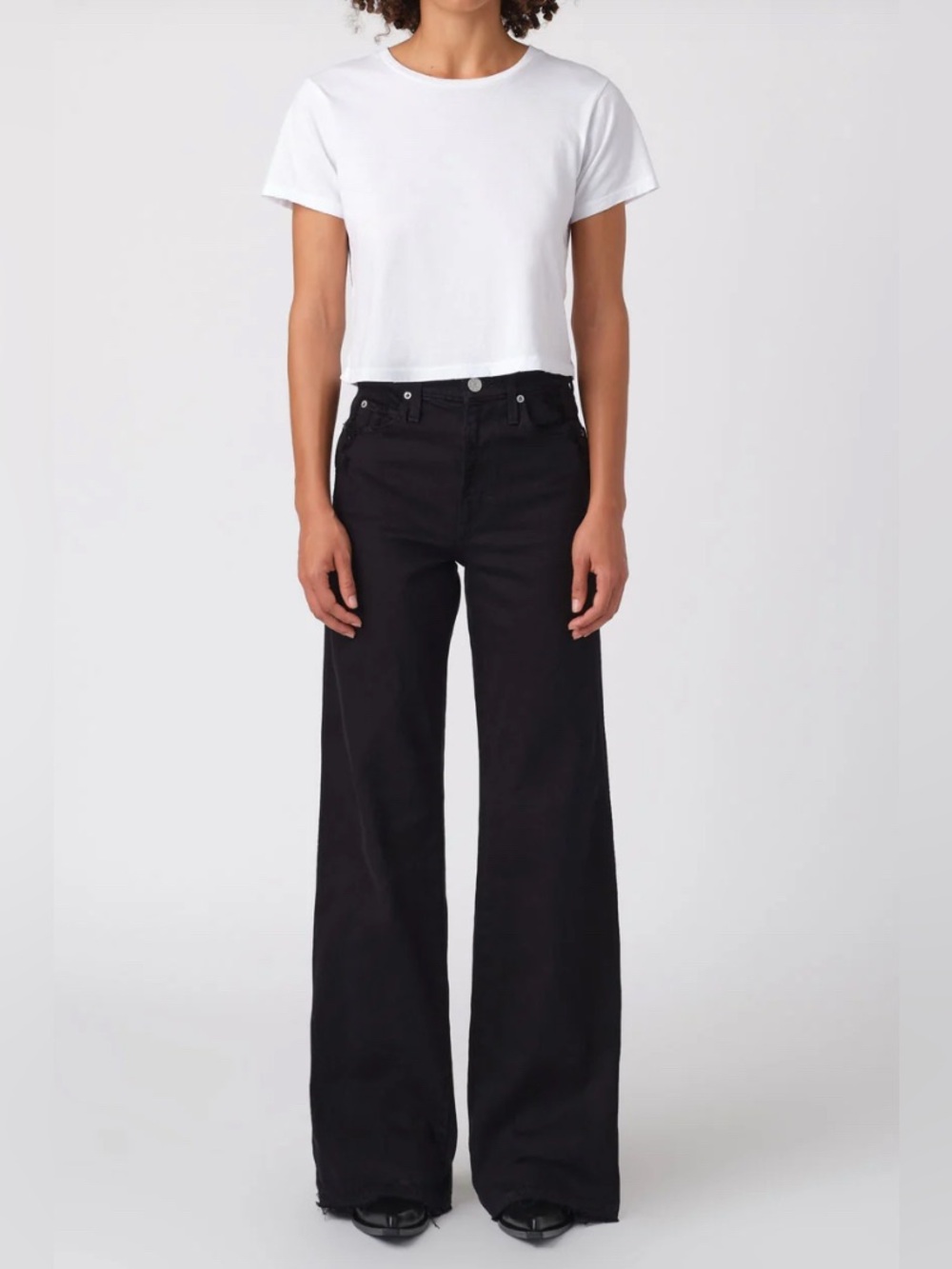 AMO Frida Black High-Rise Wide-Leg Jeans
